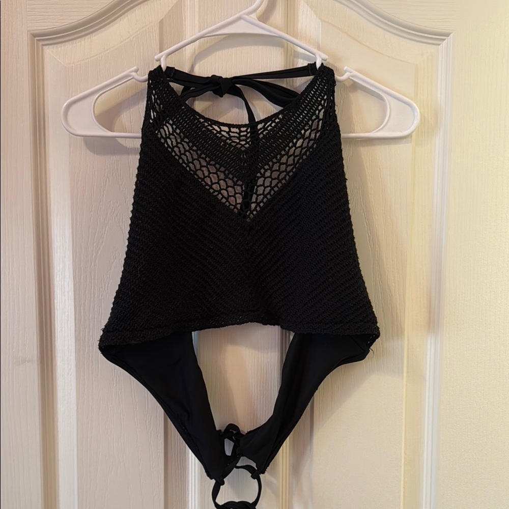 Black Crochet Bikini Top
